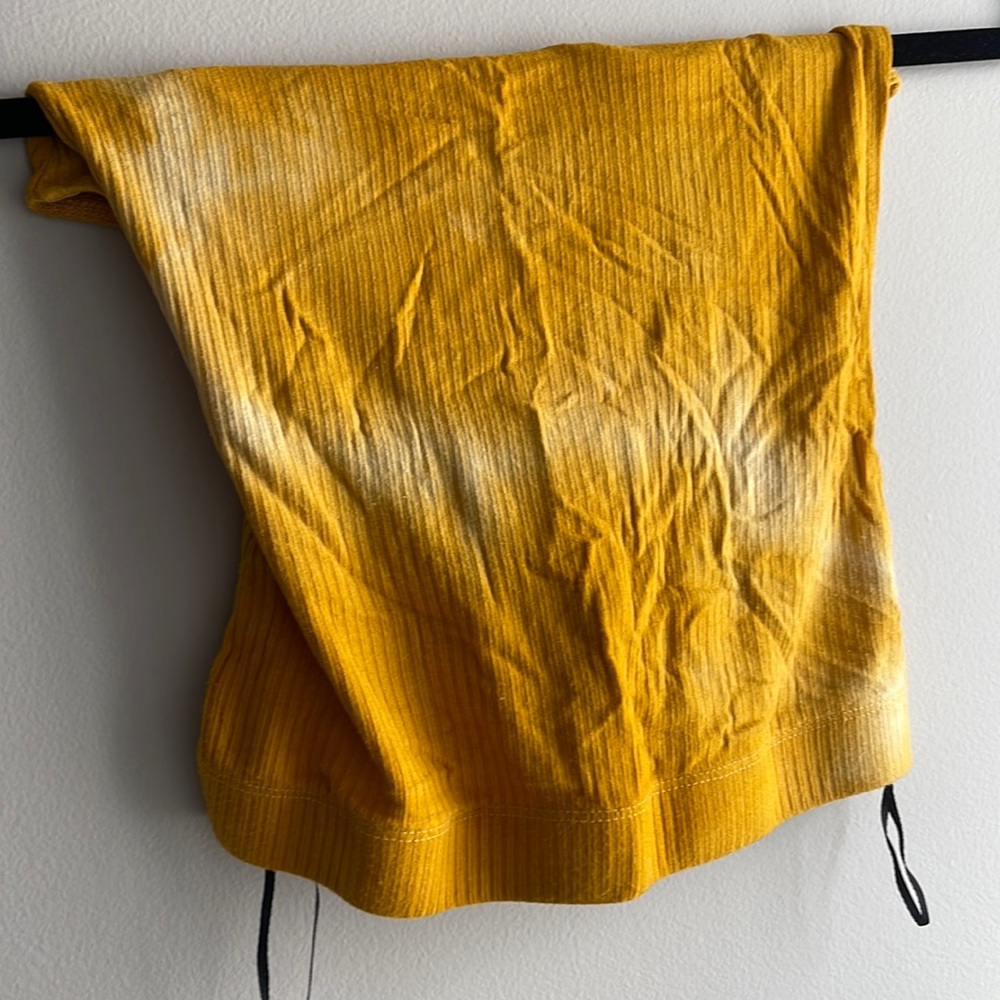 Strapless yellow tie dye bodysuit